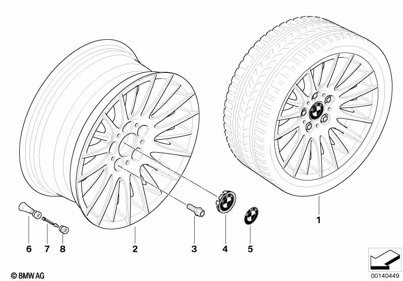 BMW light alloy wheel, spider spoke 160