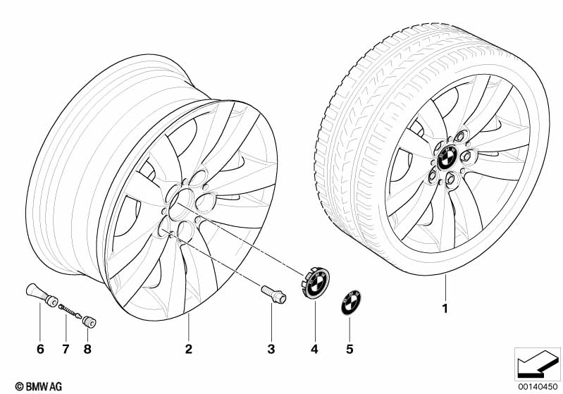 BMW alloy wheel, double spoke 161