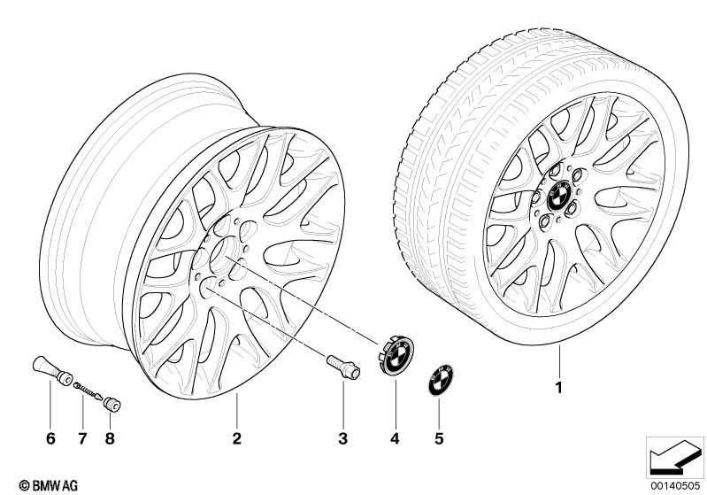 BMW light alloy wheel, cross spoke 197