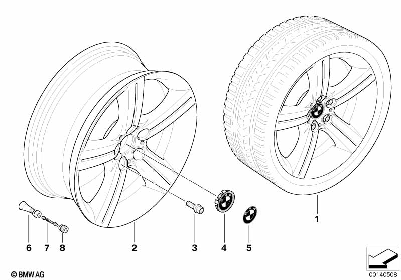BMW light alloy wheel, spider spoke 199