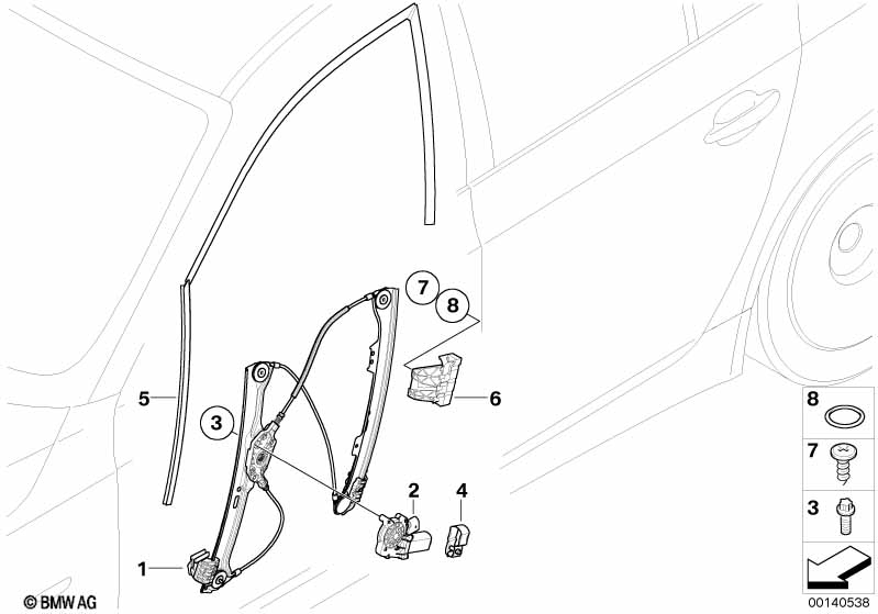 Door window lifting mechanism front