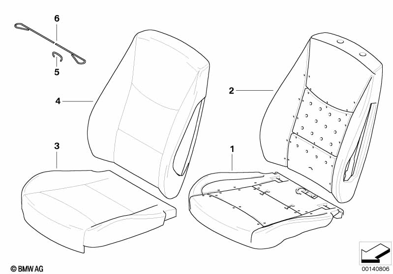 Seat front, upholstery & cover base seat