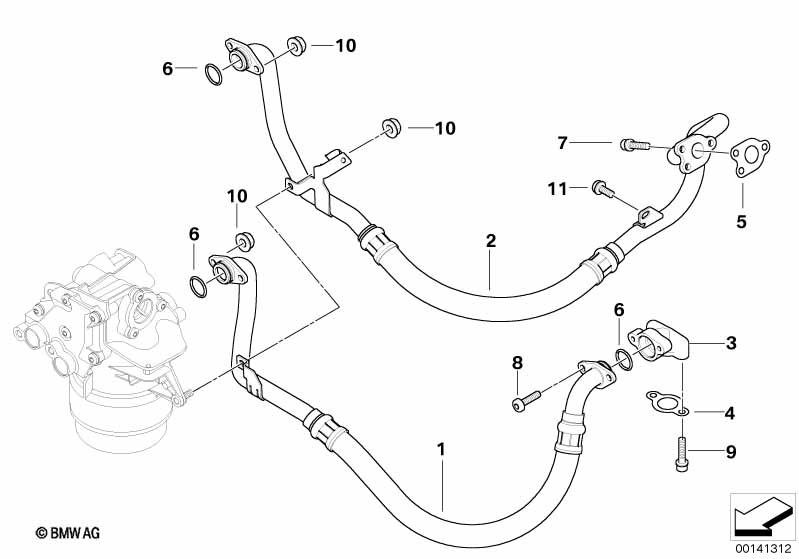 Genuine BMW 11427837254 E64 E60 E63 Pressure Hose Assy Outlet (Inc. M5 & M6) | ML Performance US Car Parts