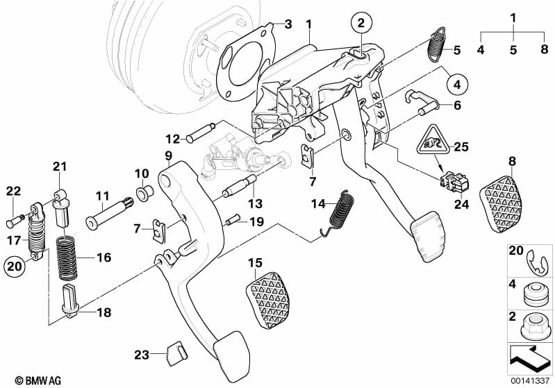 Pedal assy w over-center helper spring