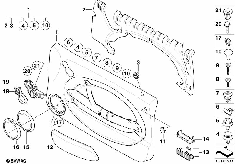 Genuine BMW 51416979620 R50 R53 Door Trim Panel, Right, Decor Royal Grey CORDOBA BEIGE (Inc. Cooper, One 1.6i & One D) | ML Performance EU Car Parts