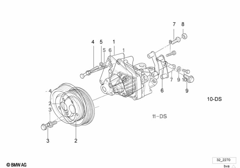 Hydro steering-vane pump/mounting