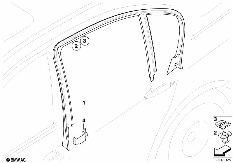 Trim and seals for door, rear