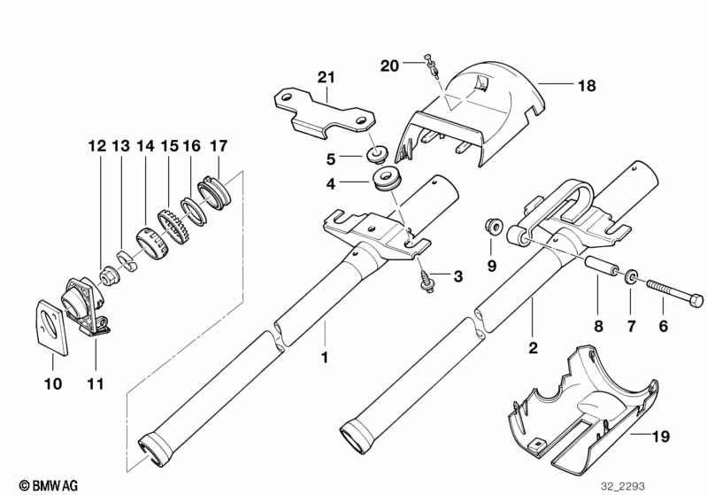 Fixed steering column tube