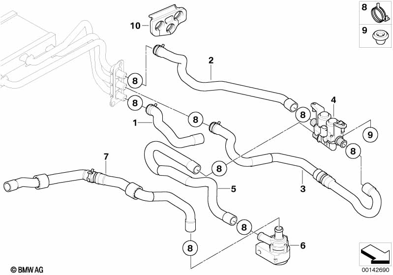 Genuine BMW 64216927808 E63 E61 E60 Hose F Water Valve And Radiator (Inc. M5 & M6) | ML Performance EU Car Parts