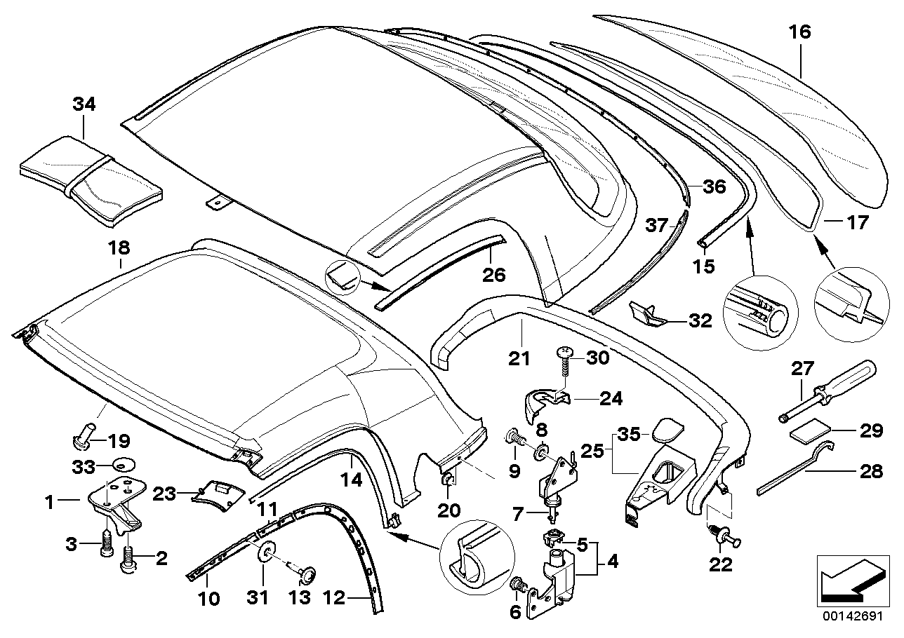 Genuine BMW 54218410462 E36 Right Window Guide (Inc. Z3) | ML Performance UK Car Parts