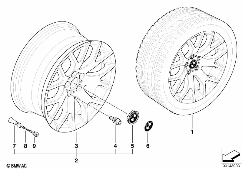 BMW light alloy wheel, cross spoke 177