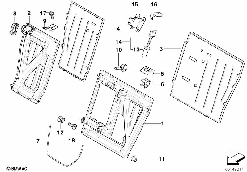 Seat, rear, backrest trim covers