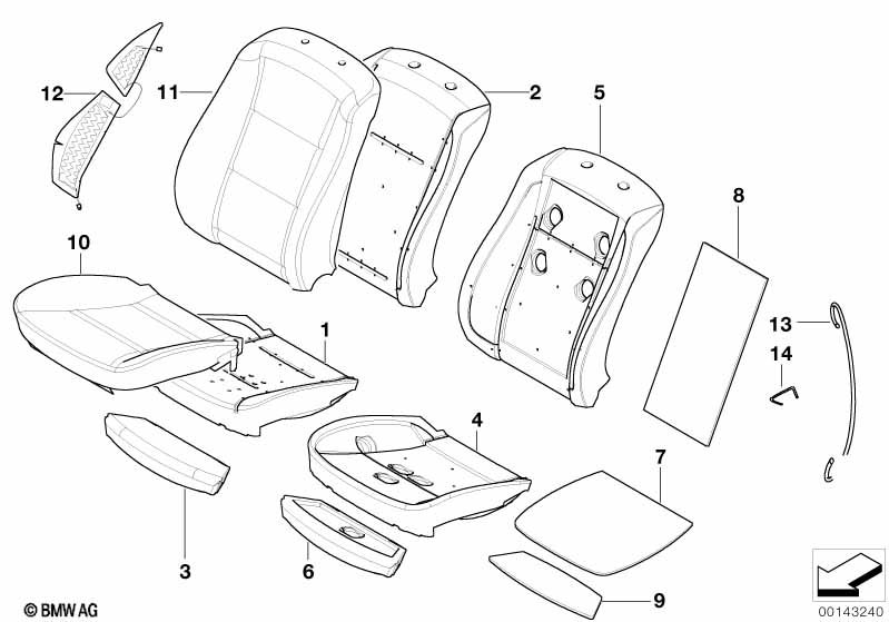Genuine BMW 52107896908 E60 E61 Backrest Upholstery (Inc. M5) | ML Performance EU Car Parts