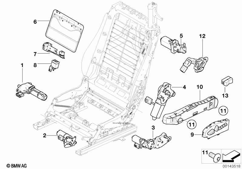 Seat, front, electrical and motors