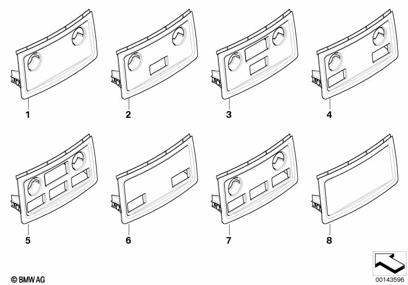 Mounting parts, center console, rear