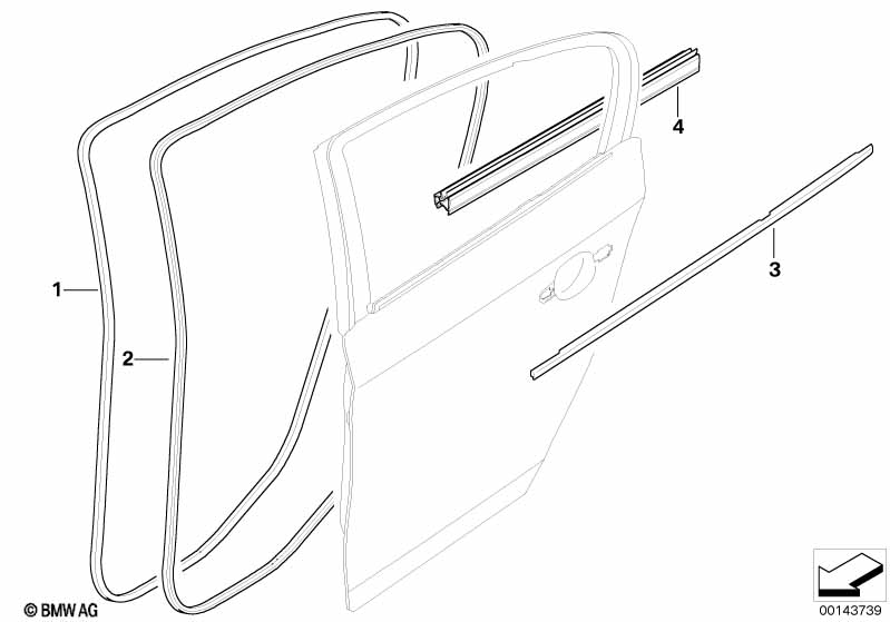 Door weatherstrip rear
