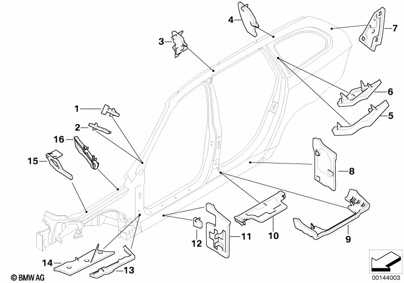 Cavity shielding, side frame