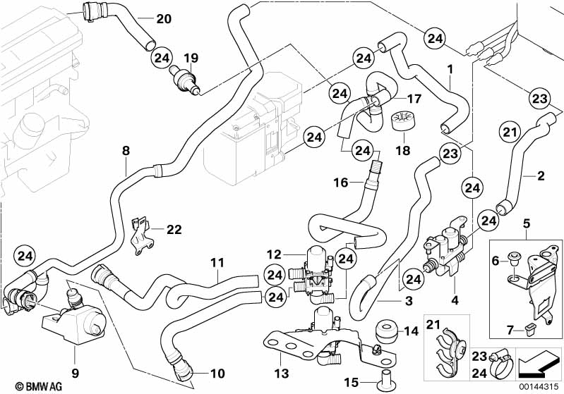 Genuine BMW 64216925234 E53 Hose F Add.Water Pump Snd Heat.Radiator (Inc. X5 3.0d) | ML Performance EU Car Parts