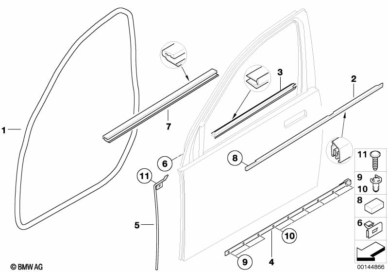 Genuine BMW 51218022205 E65 E66 E67 Outer Weatherstrip, Left GLANZSCHWARZ (Inc. 745LiS, 745d & 745i) | ML Performance UK Car Parts