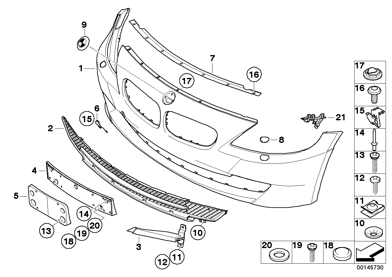 Genuine BMW 51117170614 E85 E86 Trim Cover, Bumper, Primed, Front (Inc. Z4 2.5i, Z4 2.0i & Z4 2.5si) | ML Performance US Car Parts
