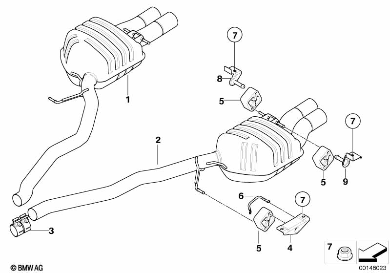 Genuine BMW 18307837061 E63 E64 Rear Muffler Right (Inc. M6) | ML Performance EU Car Parts
