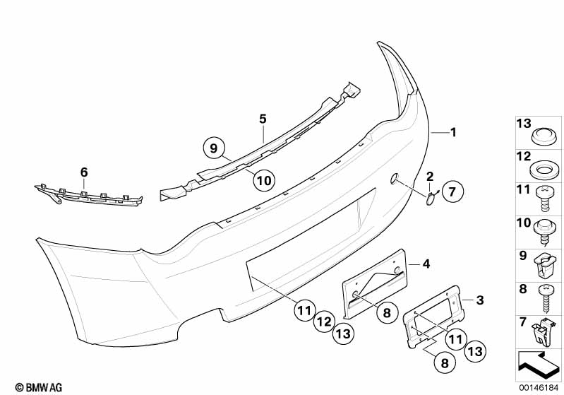 Genuine BMW 51127165177 E85 E86 Mount, Bumper Rear Left (Inc. Z4) | ML Performance UK Car Parts
