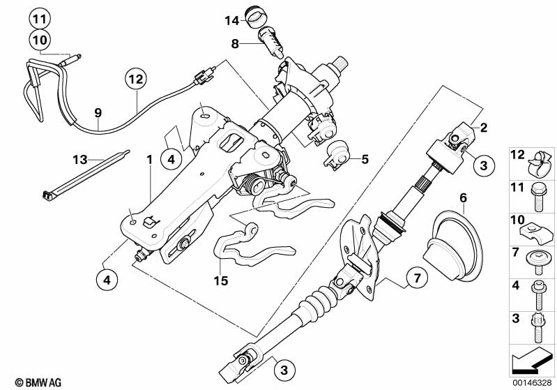 Genuine BMW 32306770723 E60 E61 Steering Column,Manual.Adjust. Interlock (Inc. 525xi & 530xi) | ML Performance EU Car Parts