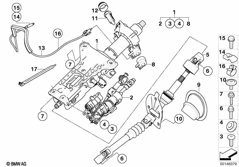 Electron.steer. column adj./add-on parts
