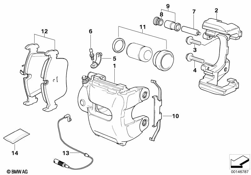 Front brake pad wear sensor