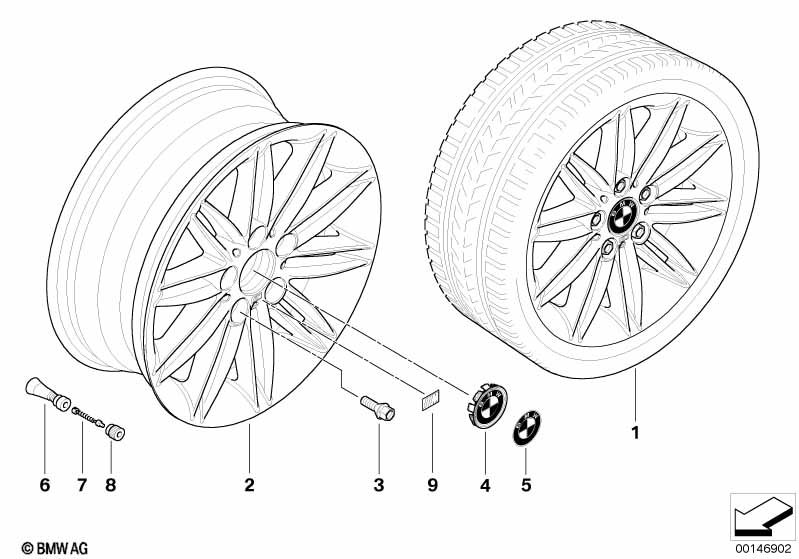 BMW alloy wheel, M double spoke 207
