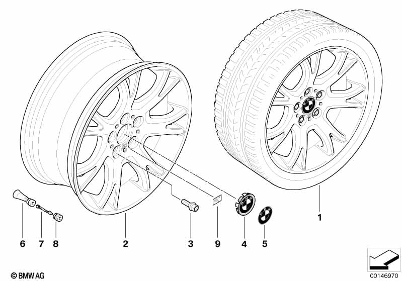 Genuine BMW 36113454874 E83 Disk Wheel, Light-Alloy, Kamacit-Grau 9JX19 ET:51 (Inc. X3) | ML Performance UK Car Parts