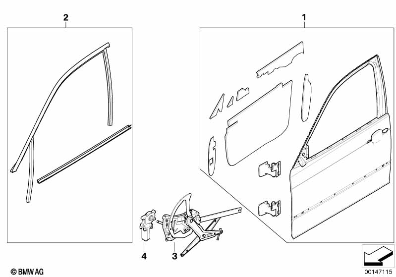 Airbag module, door, front