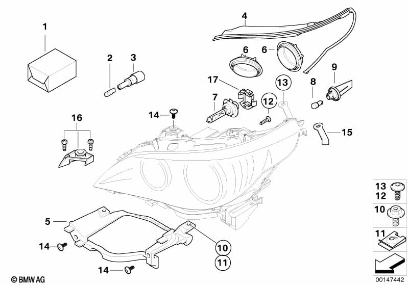 Individual parts for halogen headlamp