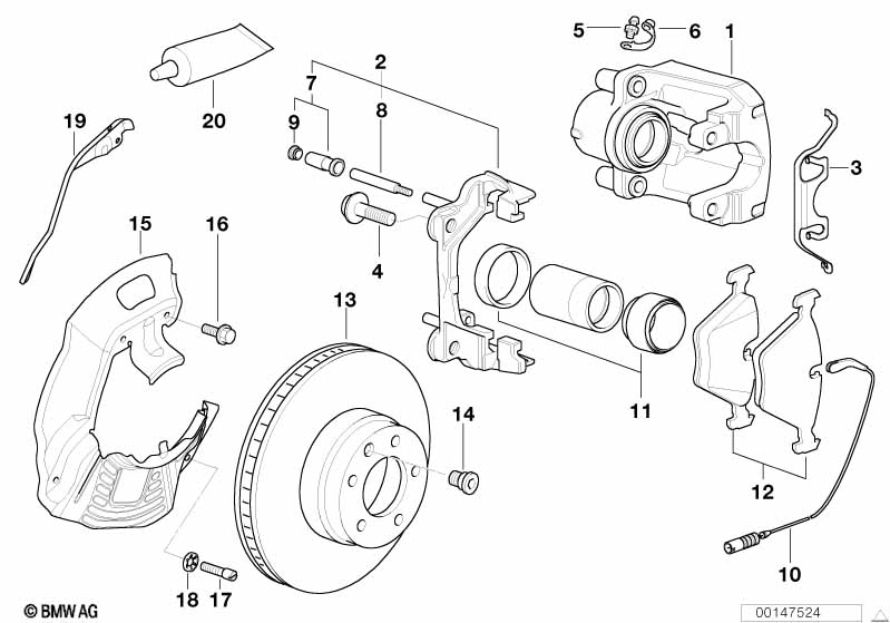 Front brake pad wear sensor