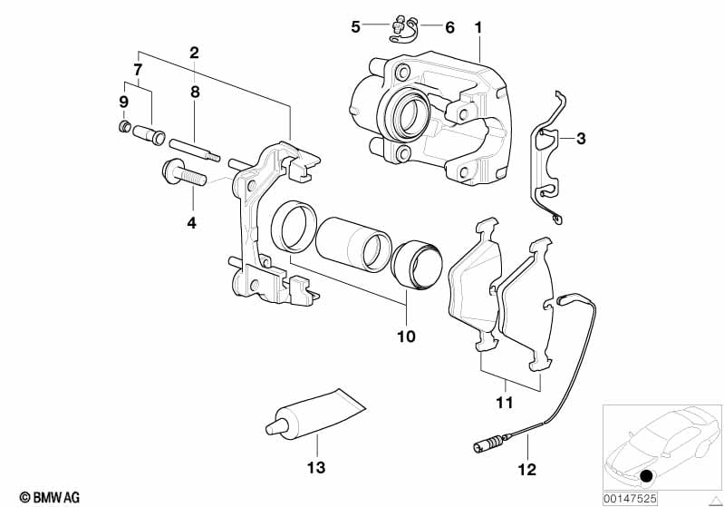 Front brake pad wear sensor