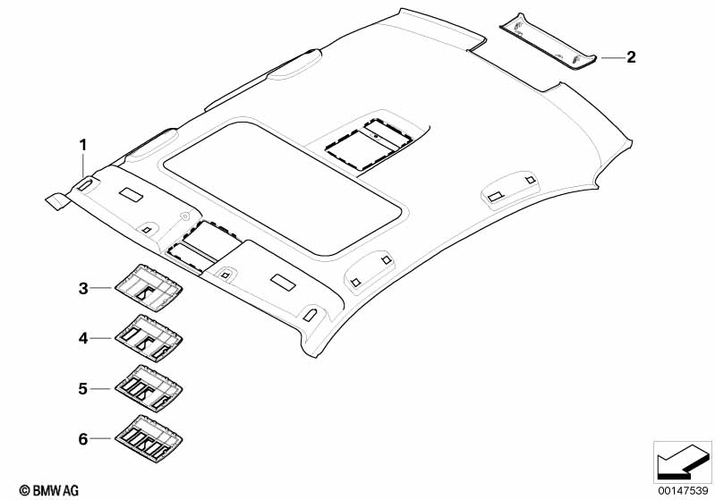 Individual moulded headliner, Alcantara