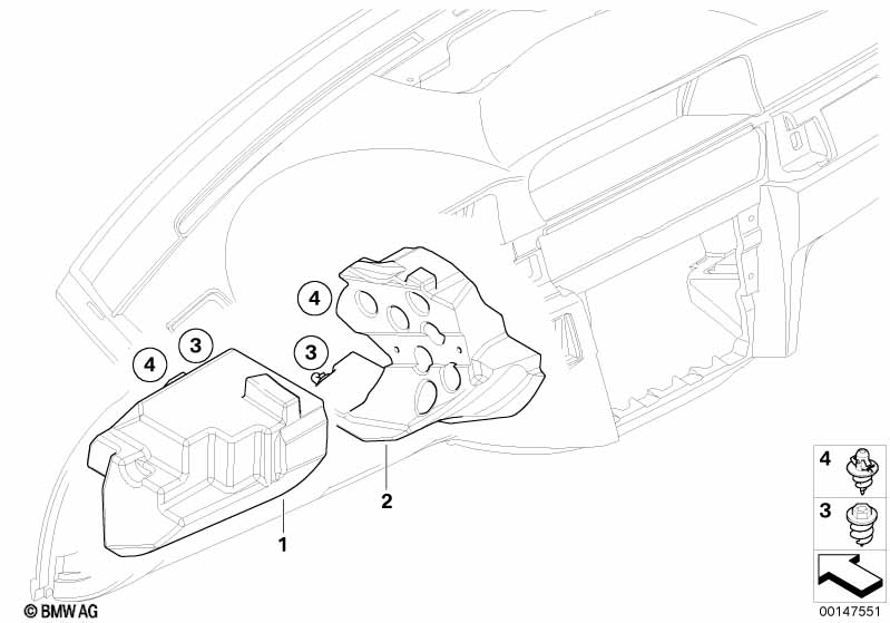 Mounting parts, I-panel, bottom