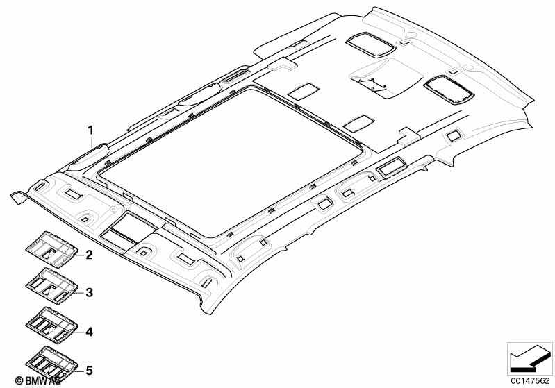Individual moulded headliner, Alcantara