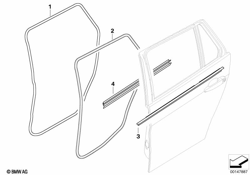 Door weatherstrip rear