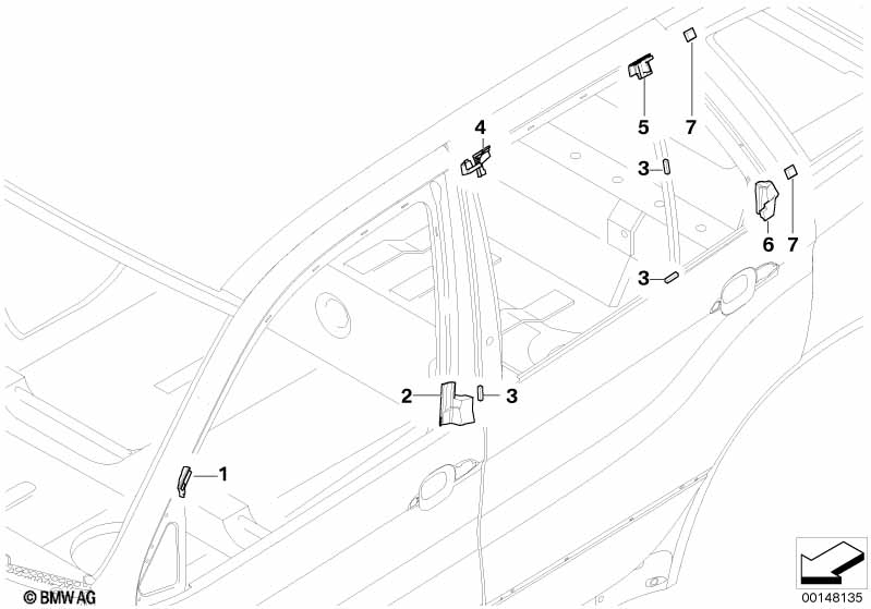 Genuine BMW 51357016596 E53 Sealing, B-Column, Top Right (Inc. X5 4.4i, X5 3.0i & X5 4.6is) | ML Performance UK Car Parts