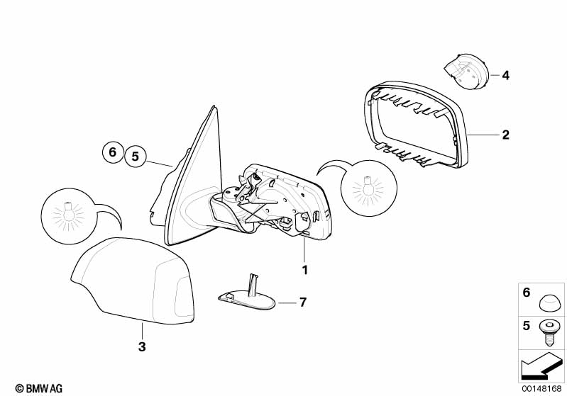 Genuine BMW 51167039907 E53 Exterior Mirror, No Lens, Heated, Left (Inc. X5) | ML Performance EU Car Parts