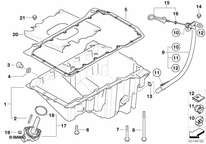 Oil pan/oil level indicator