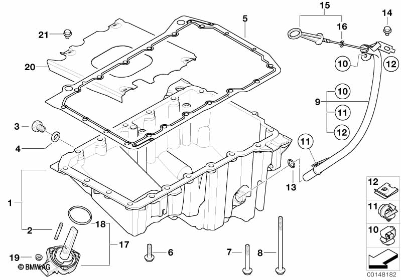 Oil pan/oil level indicator