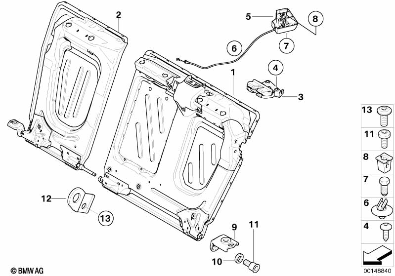 Genuine BMW 52207119820 E92 Frame, Backrest Left (Inc. 330d, 330xi & 323i) | ML Performance EU Car Parts