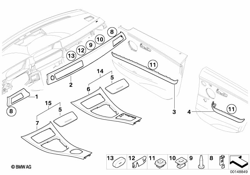 Genuine BMW 51417139064 E90 Aluminum Decor Strip, Front Right Door (Inc. 316i, 330xd & 318d) | ML Performance EU Car Parts
