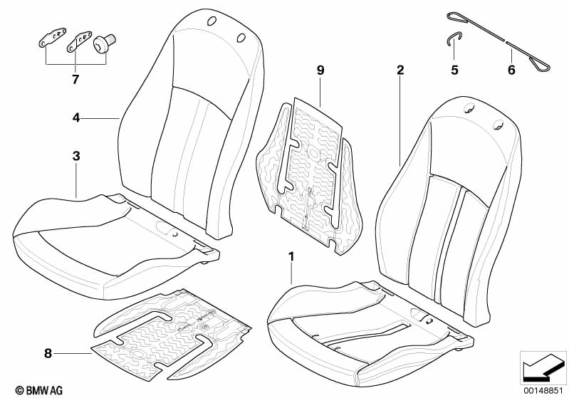 Genuine BMW 52107126364 E85 Seat Cover Cloth Right MESSING (Inc. Z4 3.0si, Z4 2.5i & Z4 2.2i) | ML Performance EU Car Parts