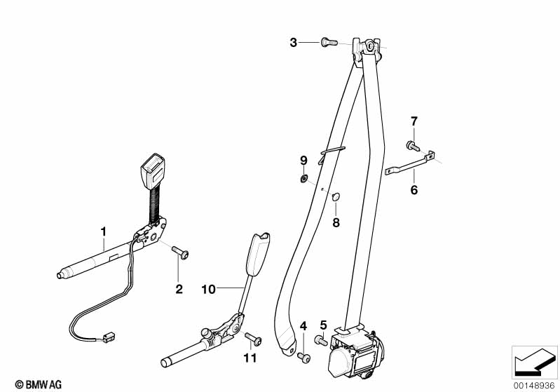 Front safety belt mounting parts