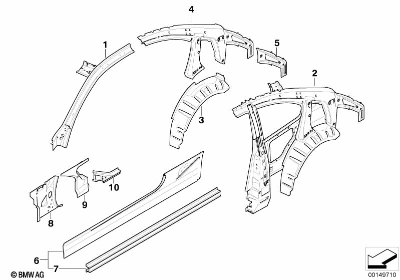 Single components for body-side frame