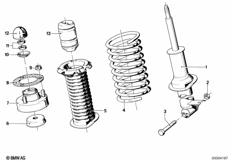 Rear spring strut, levelling device