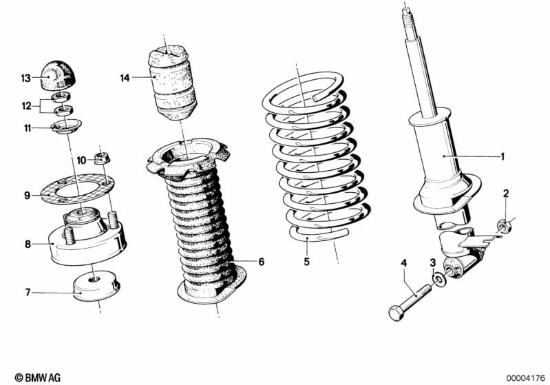 Rear spring strut, levelling device